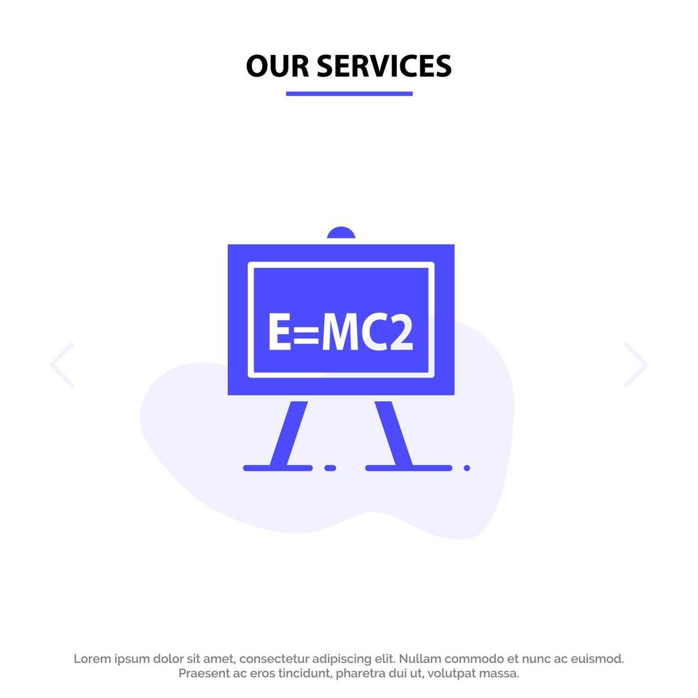 Our Services Chemistry Formula Science Science Formula Solid Glyph Icon Web card Template vector
