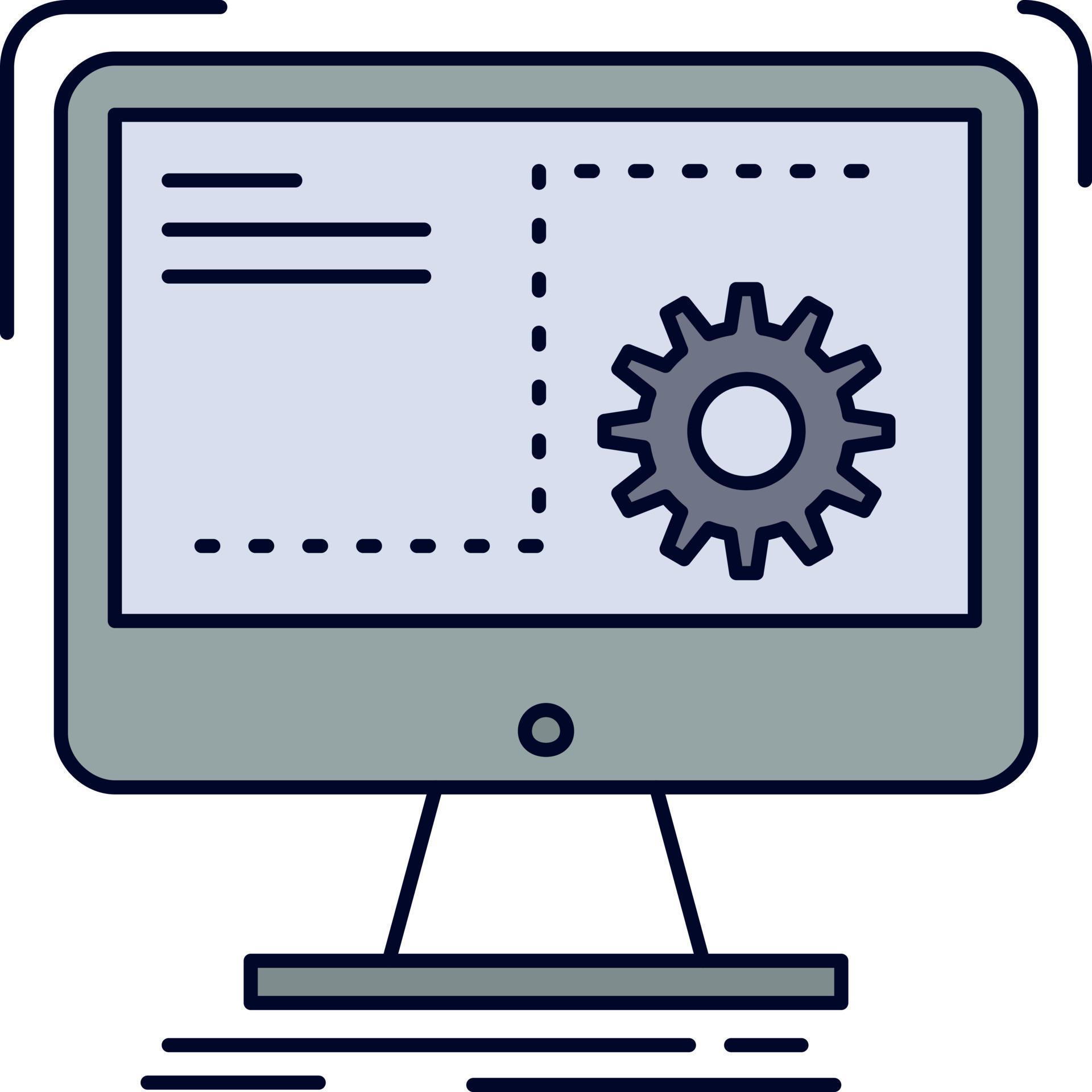 Command computer function process progress Flat Color Icon Vector