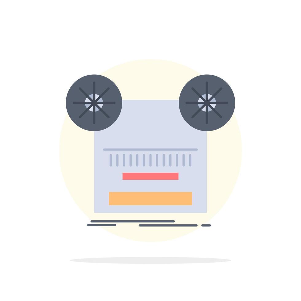 Record recording retro tape music Flat Color Icon Vector