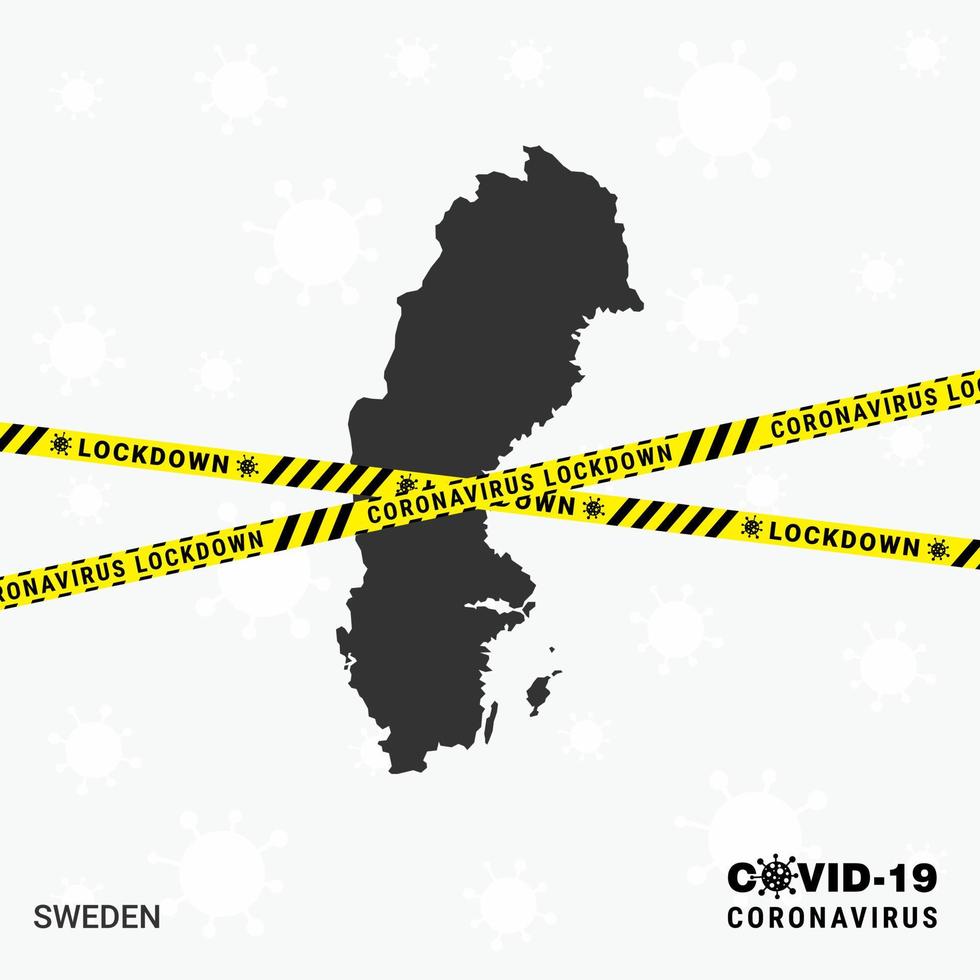 Swedencountry map Lockdown template for Coronavirus pandemic for stop virus transmission COVID 19 Awareness Template vector