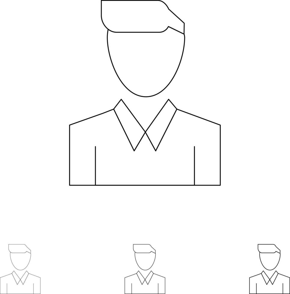 cuenta hombre humano perfil de persona audaz y delgada línea negra conjunto de iconos vector