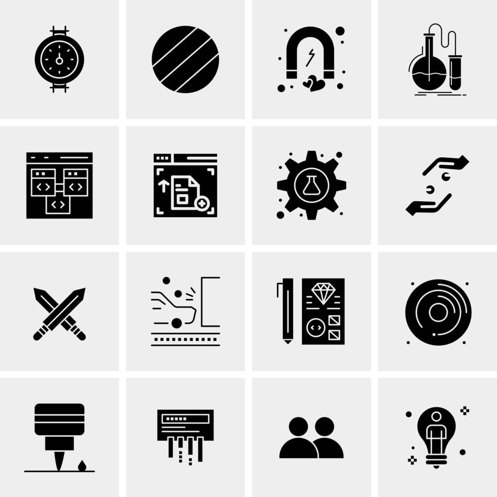 16 iconos de negocios universales vector ilustración de icono creativo para usar en proyectos relacionados con la web y dispositivos móviles