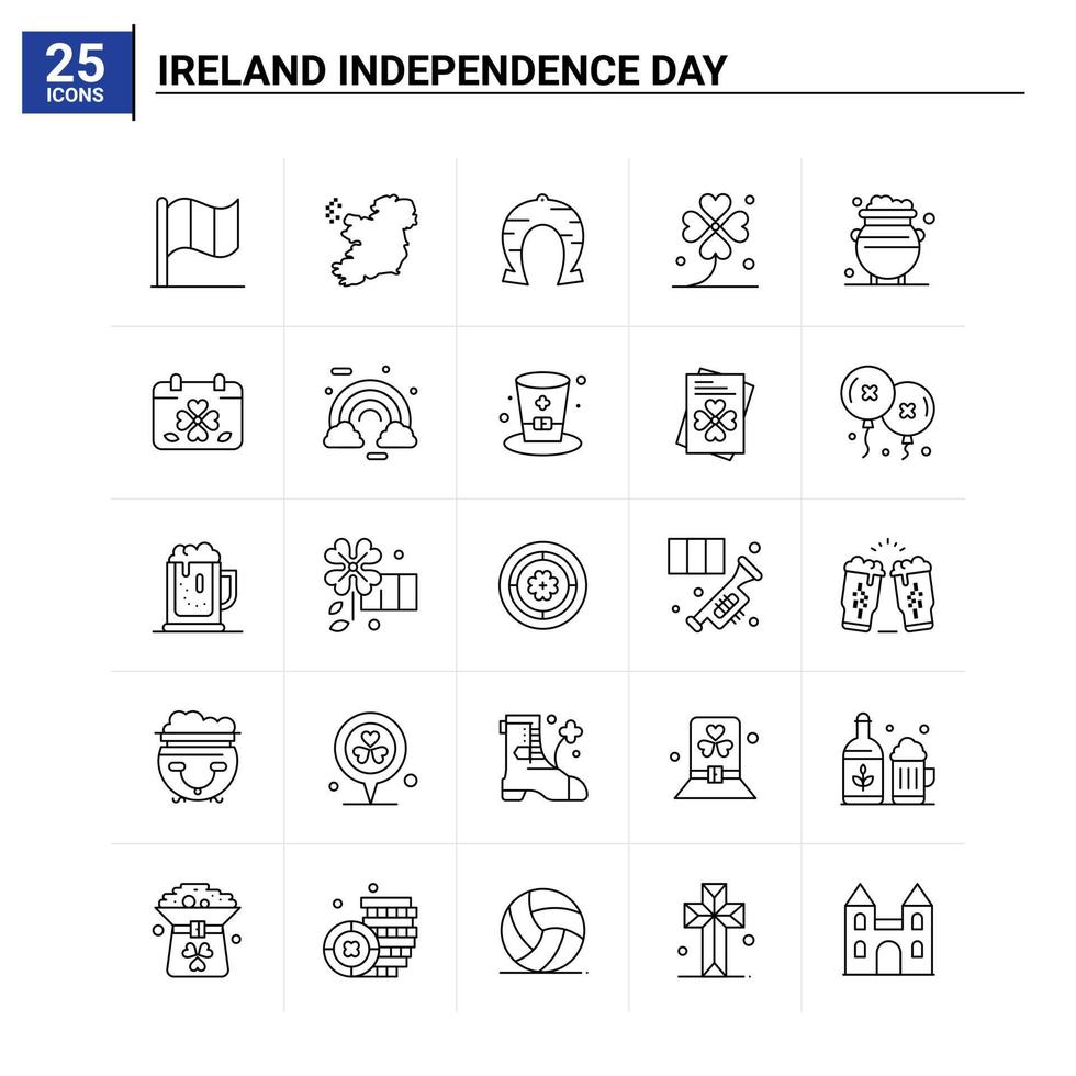 25 Ireland Independence Day icon set vector background