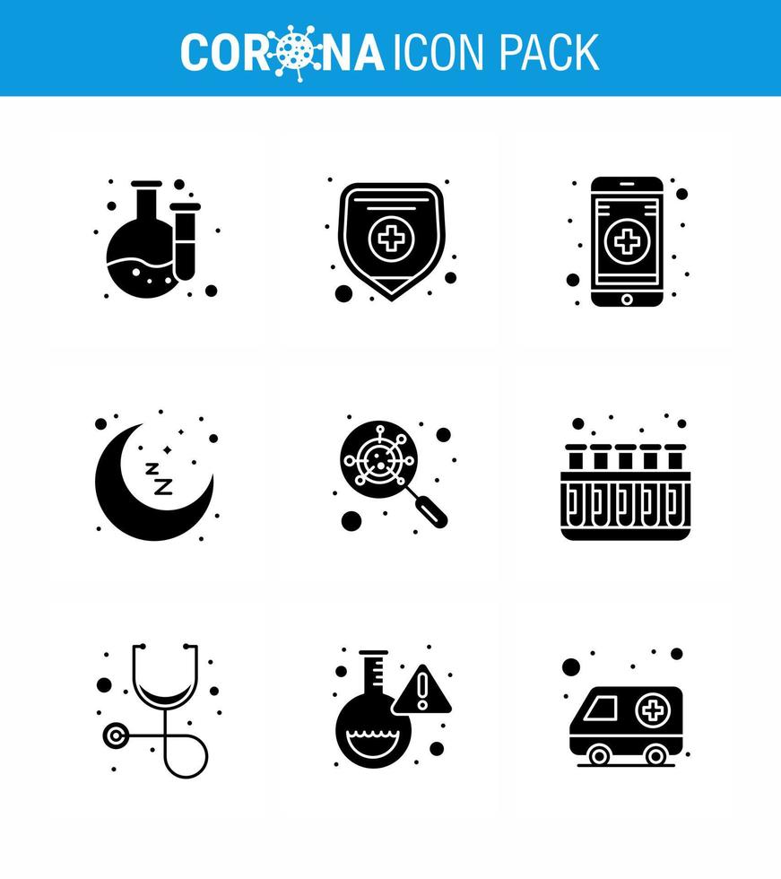 Coronavirus Prevention 25 icon Set Blue chemistry interfac mobile app glass rest time viral coronavirus 2019nov disease Vector Design Elements