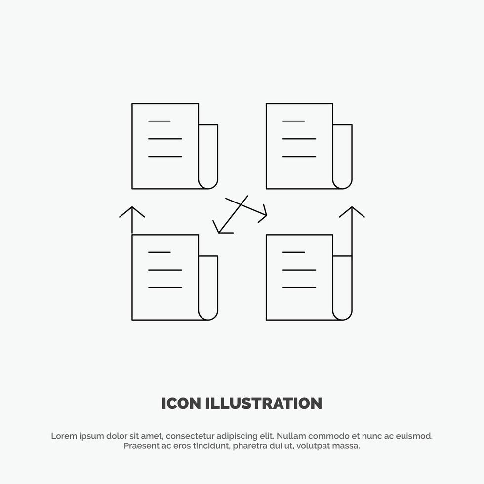 Exchange File Folder Data Privacy Line Icon Vector