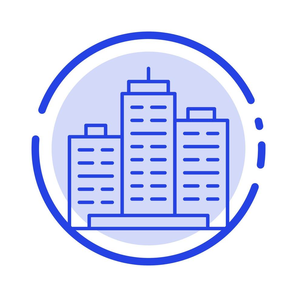 Building Architecture Business Estate Office Property Real Blue Dotted Line Line Icon vector