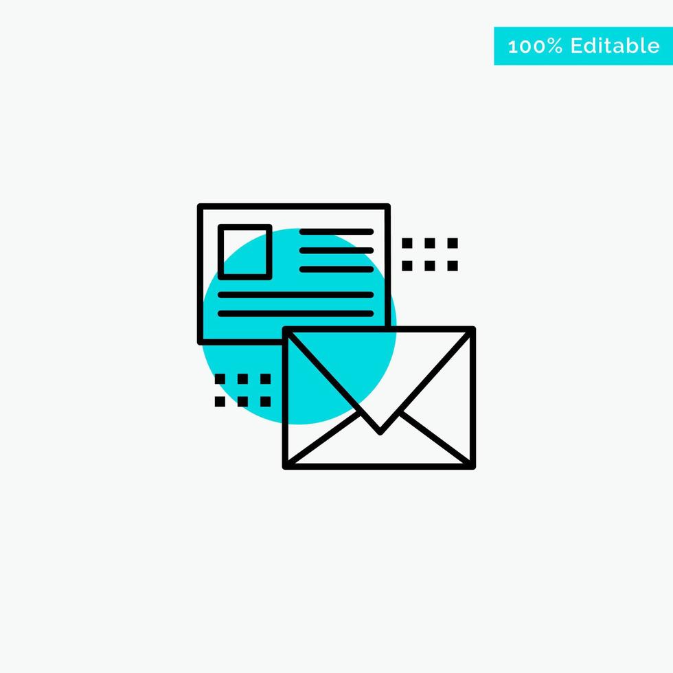 Mailing Conversation Emails List Mail turquoise highlight circle point Vector icon