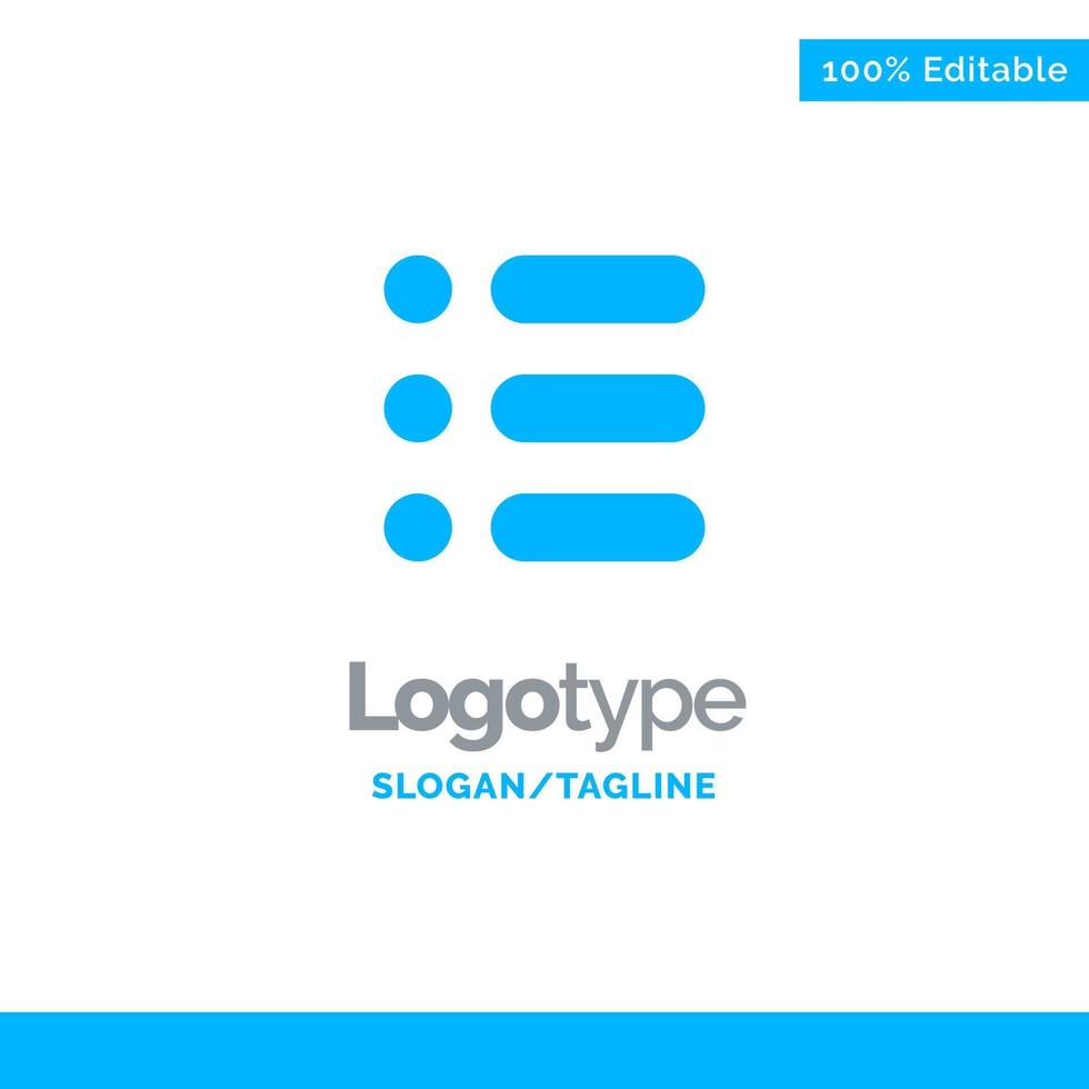 List Task Text Write Blue Solid Logo Template Place for Tagline vector
