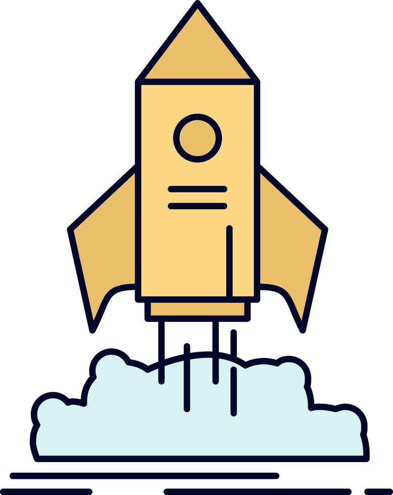 launch startup ship shuttle mission Flat Color Icon Vector