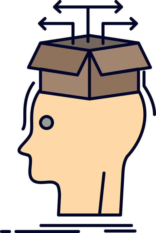Data extraction head knowledge sharing Flat Color Icon Vector