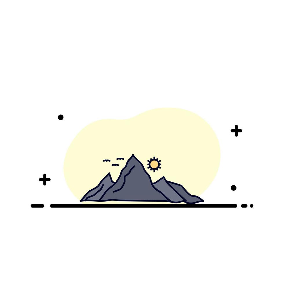 mountain landscape hill nature sun Flat Color Icon Vector