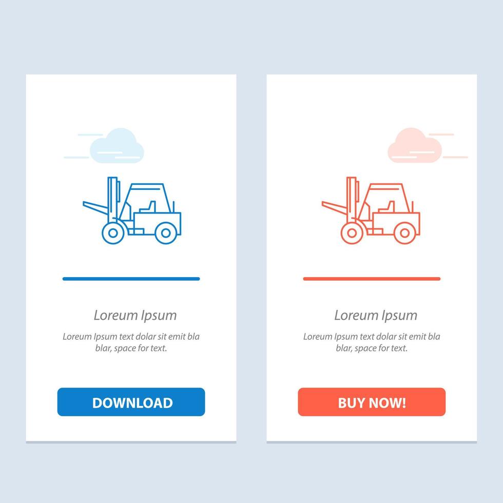 Lifter Lifting Truck Transport  Blue and Red Download and Buy Now web Widget Card Template vector