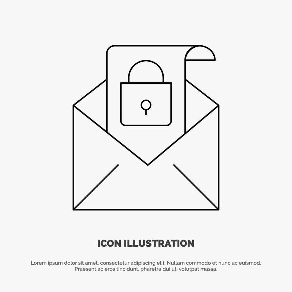 Mail Email Message Security Line Icon Vector