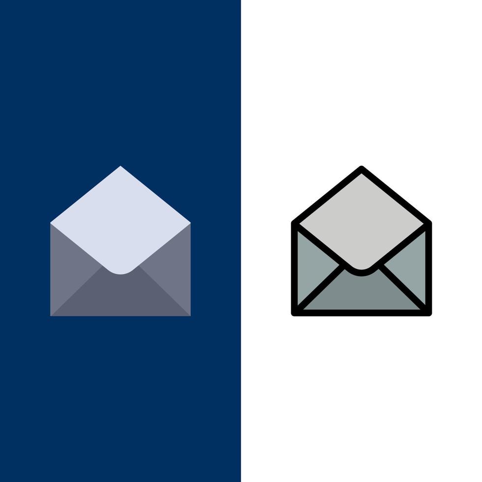 Sms Email Mail Message  Icons Flat and Line Filled Icon Set Vector Blue Background