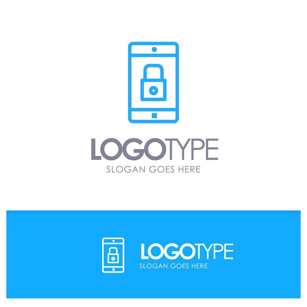 Application Lock Lock Application Mobile Mobile Application Blue Outline Logo Place for Tagline vector