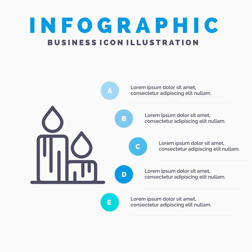 Candle Fire Easter Nature Line icon with 5 steps presentation infographics Background vector