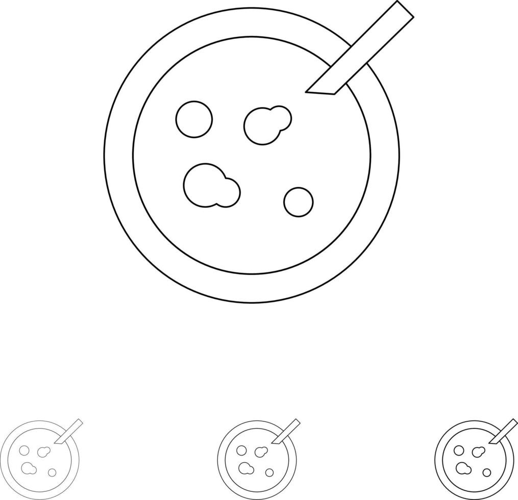 Petri Dish Analysis Medical Bold and thin black line icon set vector