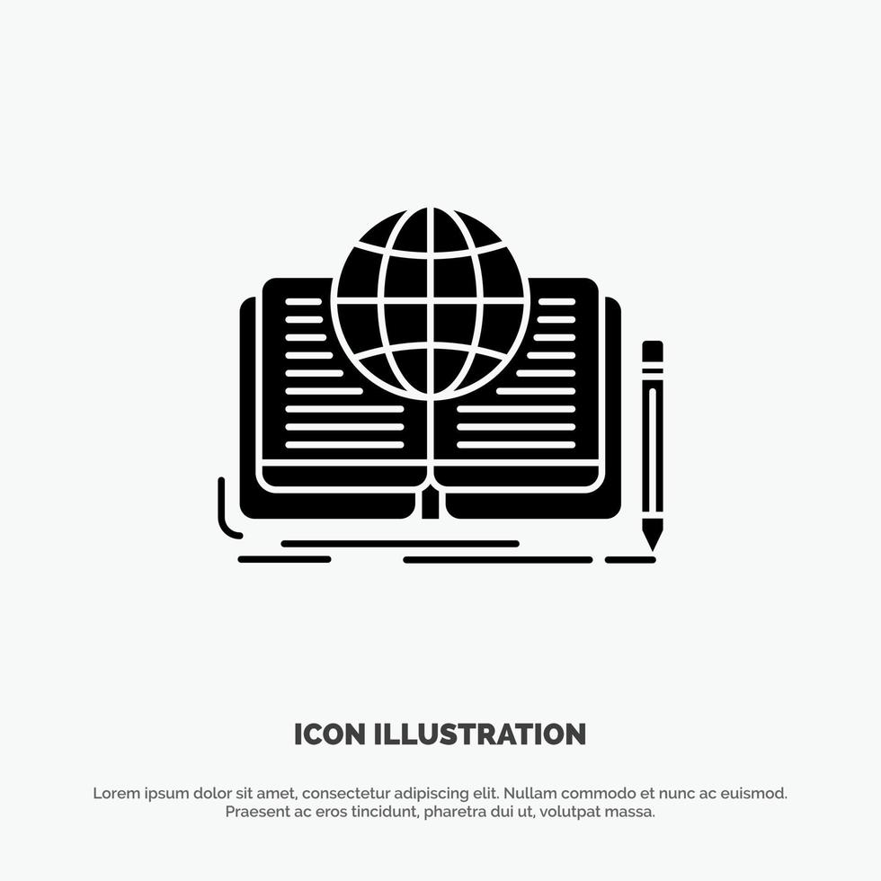Writing Novel Book Story Theory solid Glyph Icon vector