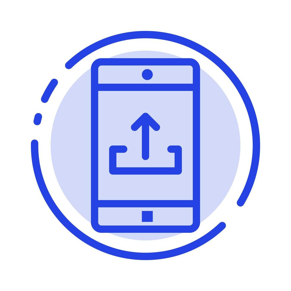 Application Mobile Mobile Application Smartphone Upload Blue Dotted Line Line Icon vector