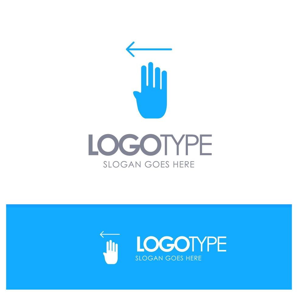 Finger Four Gesture Left Blue Solid Logo with place for tagline vector