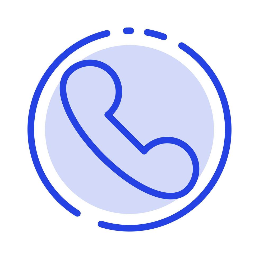 Call Incoming Telephone Blue Dotted Line Line Icon vector