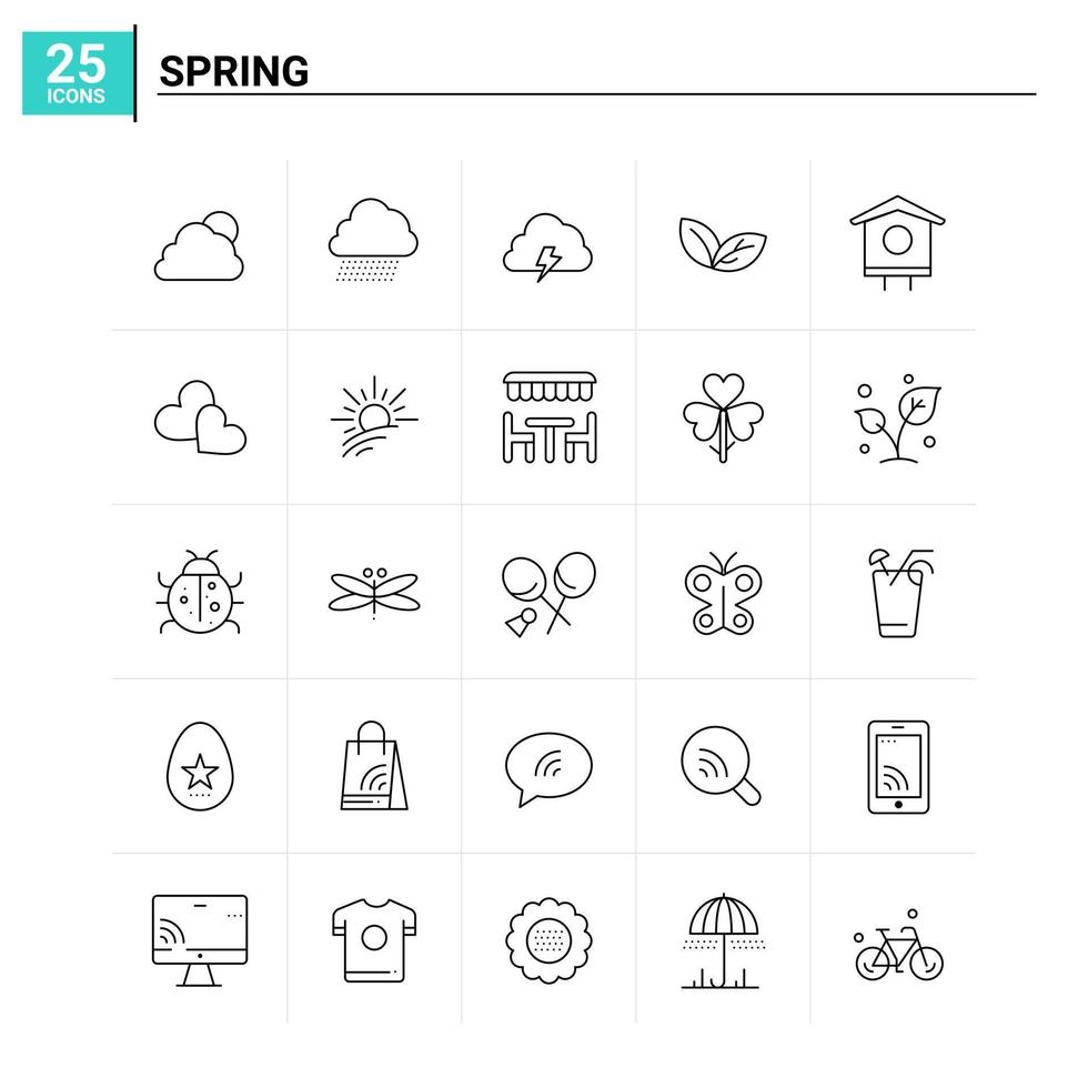 25 Spring icon set vector background 17980145 Vector Art at Vecteezy