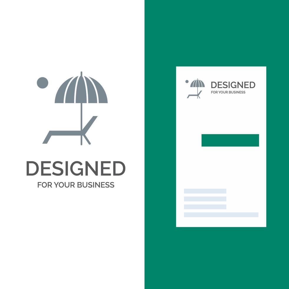 Beach Umbrella Bench Enjoy Summer Grey Logo Design and Business Card Template vector