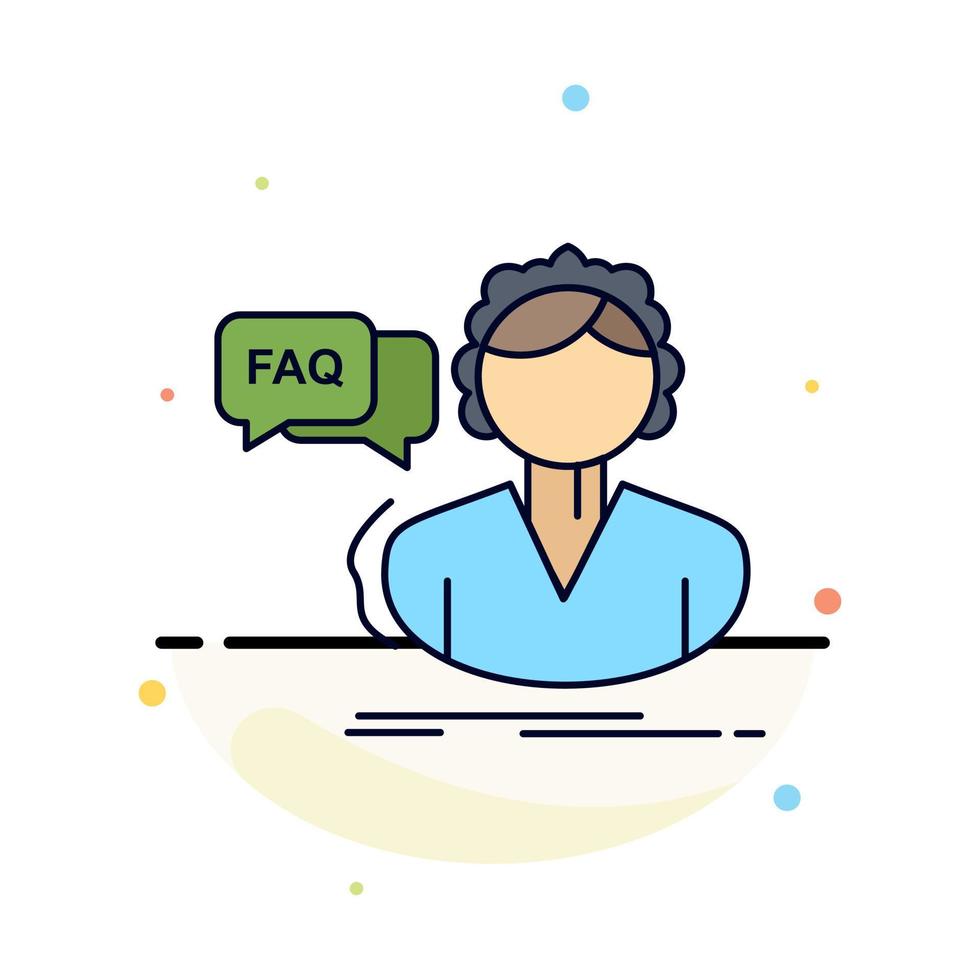 faq asistencia llamada consulta ayuda color plano icono vector