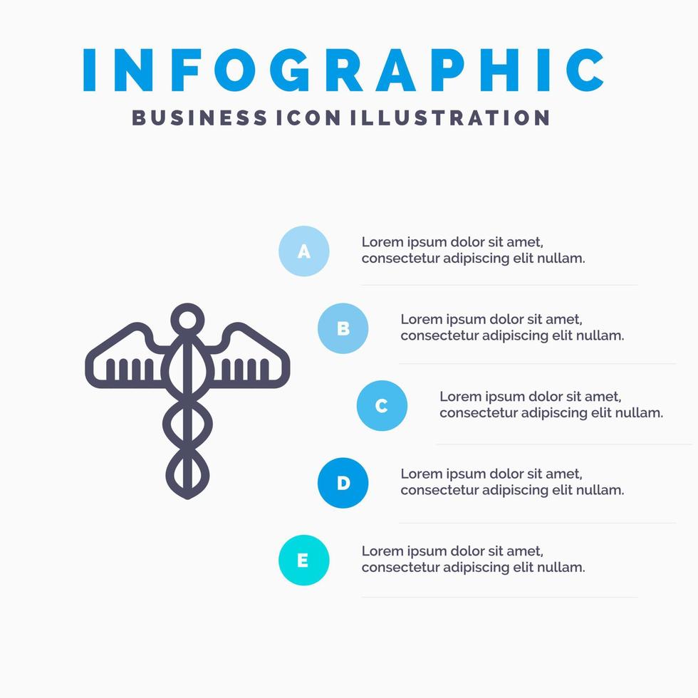 icono de línea de atención médica del corazón del símbolo médico con fondo de infografía de presentación de 5 pasos vector