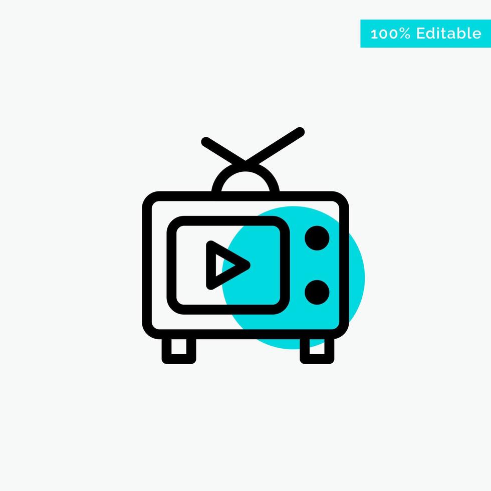 TV Television Play Video turquoise highlight circle point Vector icon