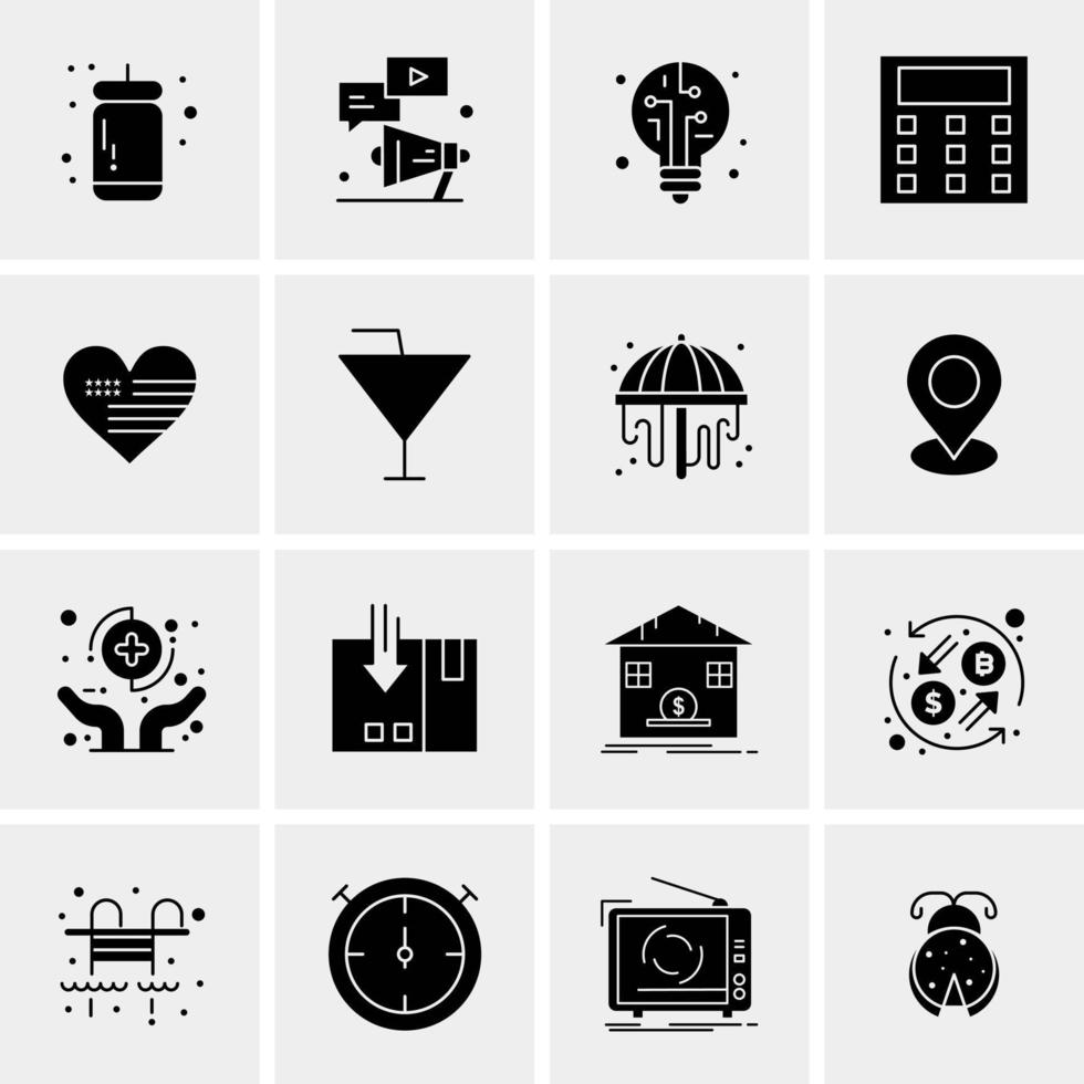 16 iconos de negocios universales vector ilustración de icono creativo para usar en proyectos relacionados con la web y dispositivos móviles