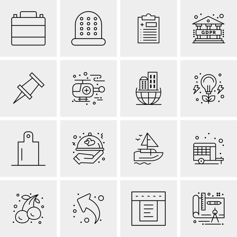 16 iconos de negocios universales vector ilustración de icono creativo para usar en proyectos relacionados con la web y dispositivos móviles