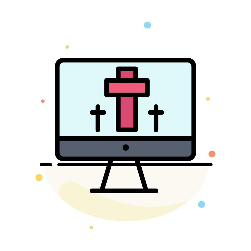 Monitor Screen Easter Egg Abstract Flat Color Icon Template vector