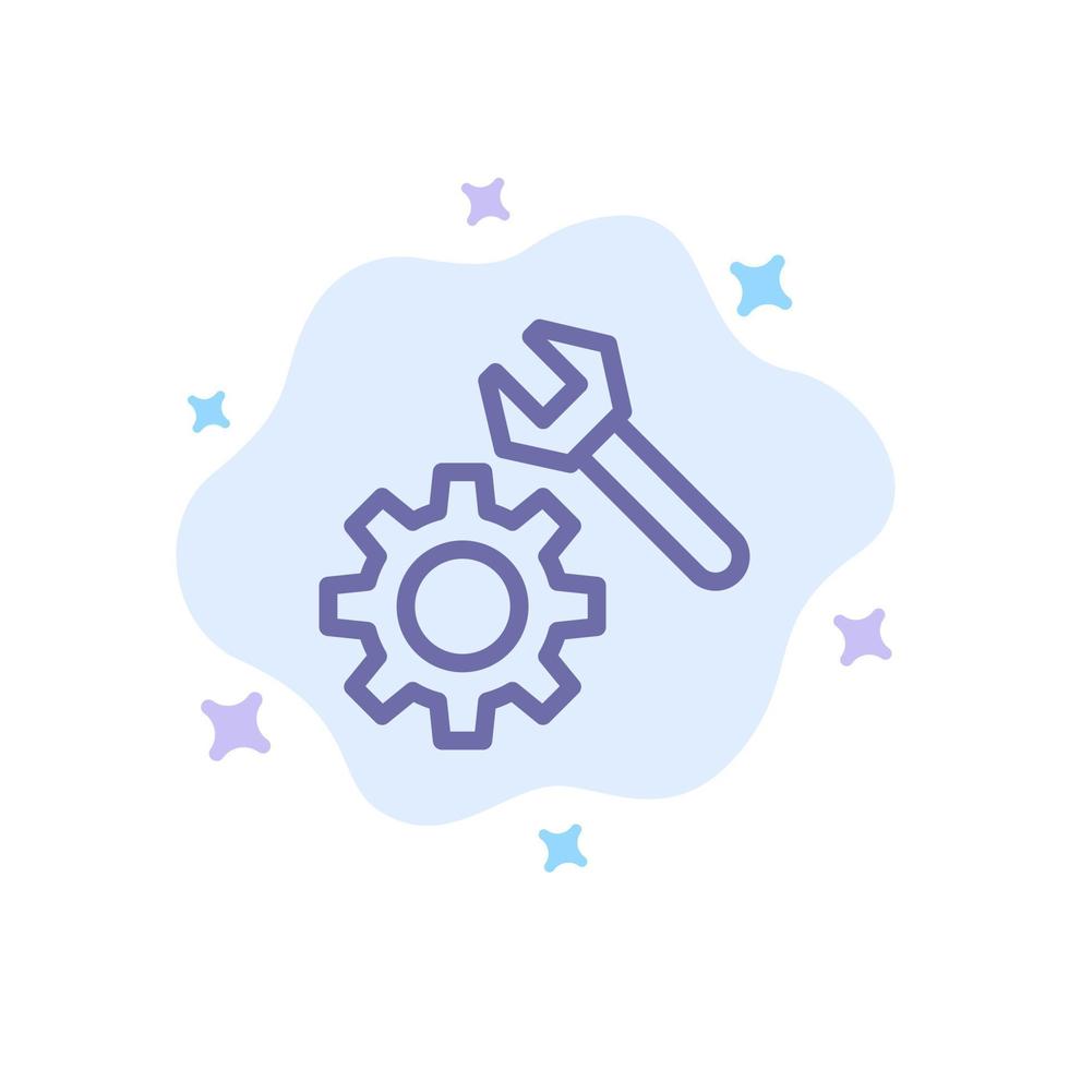 Setting Wrench Gear Blue Icon on Abstract Cloud Background vector