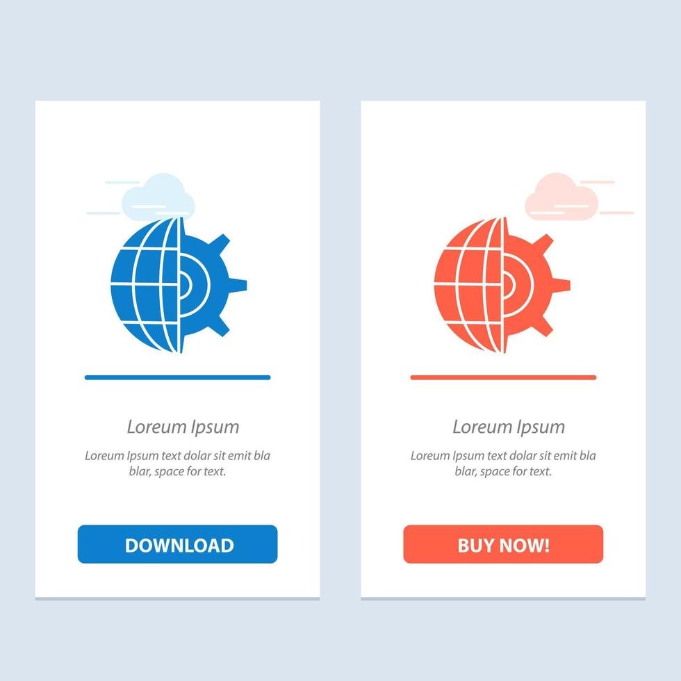 Gear Globe Setting Business  Blue and Red Download and Buy Now web Widget Card Template vector