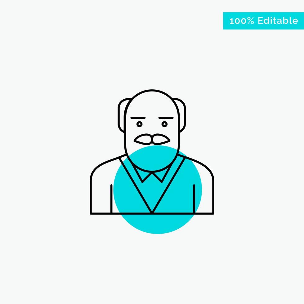 Grandpa Father Old Man Uncle turquoise highlight circle point Vector icon