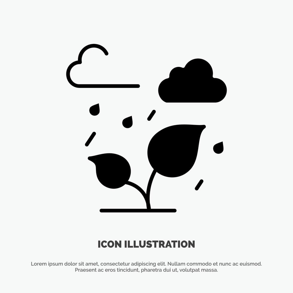 Green Trees Cloud Leaf solid Glyph Icon vector