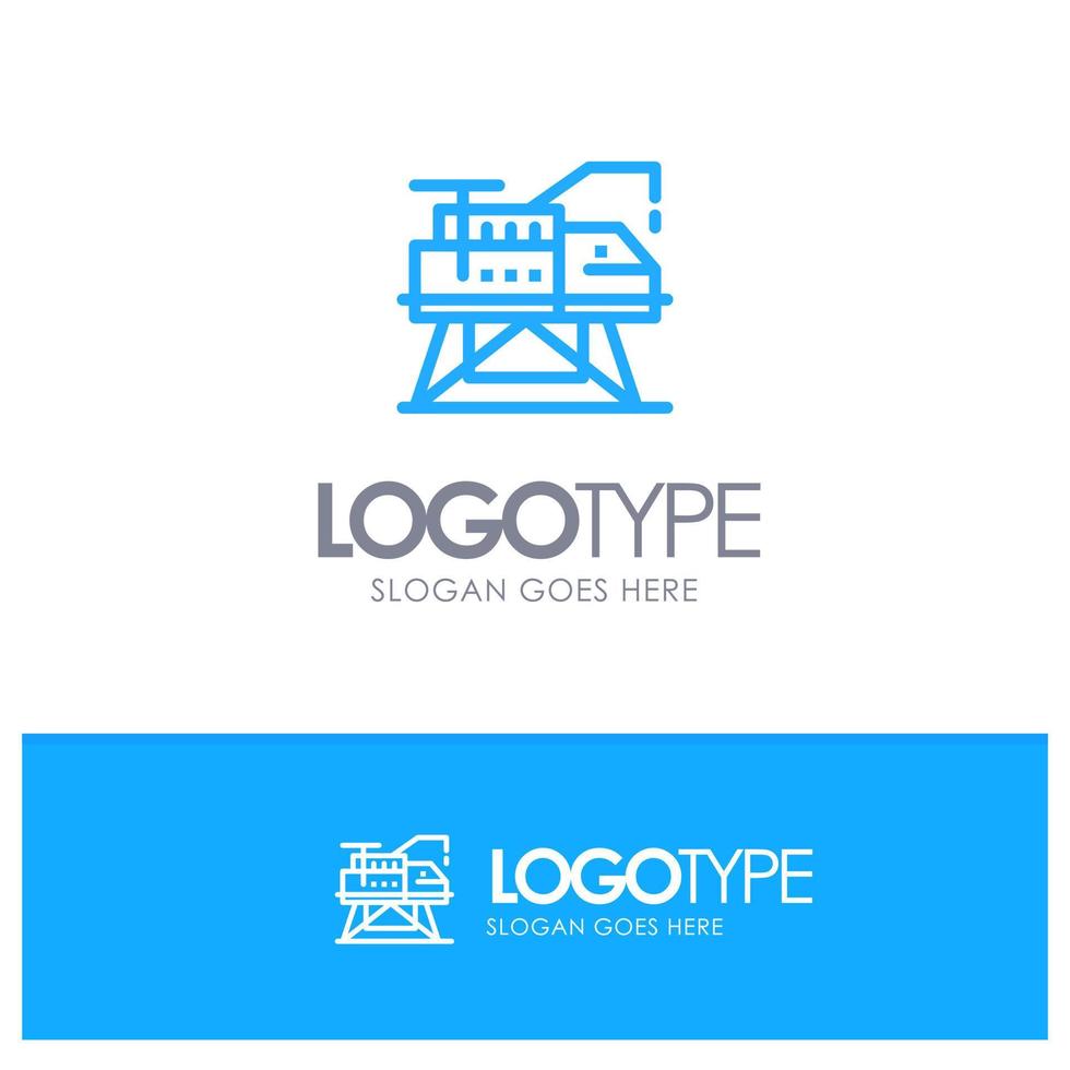 logotipo de contorno azul de plataforma de laboratorio de ingeniería de construcción con lugar para eslogan vector