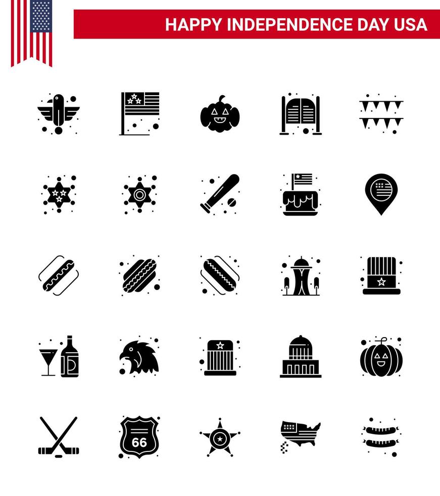 25 iconos creativos de estados unidos, signos de independencia modernos y símbolos del 4 de julio del día del festival, barra de salón de estados unidos, elementos de diseño vectorial editables del día de estados unidos vector