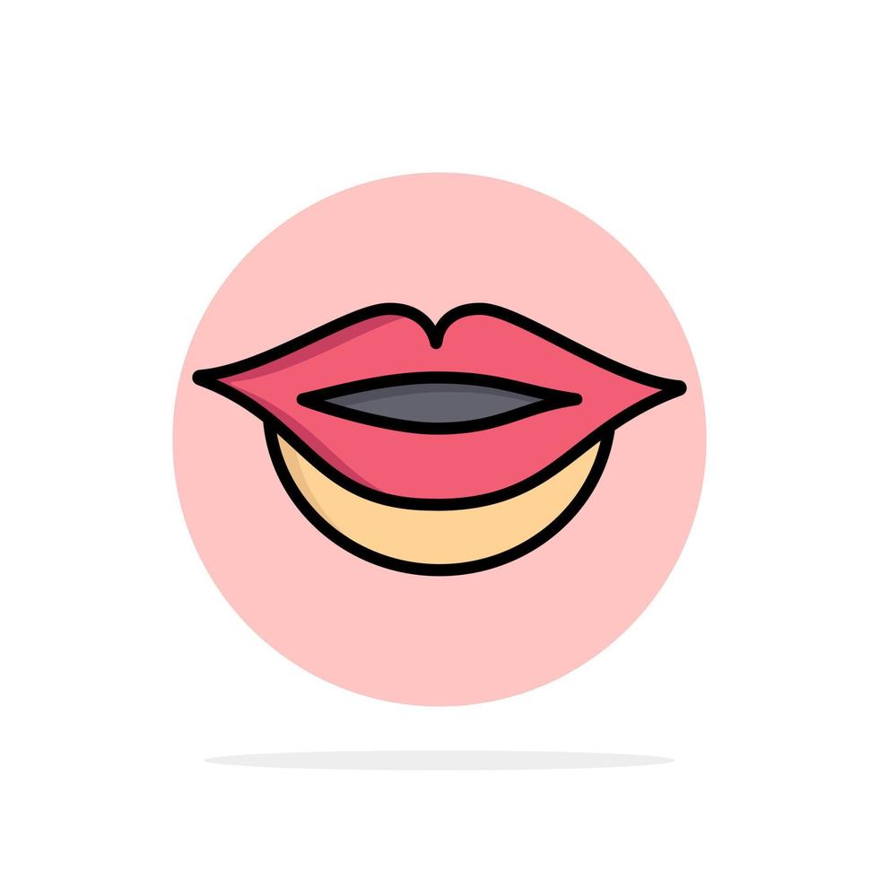 Lips Girl Abstract Circle Background Flat color Icon vector