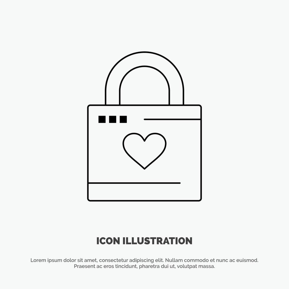 bloqueo casillero corazón corazón hacker corazón bloqueo línea icono vector