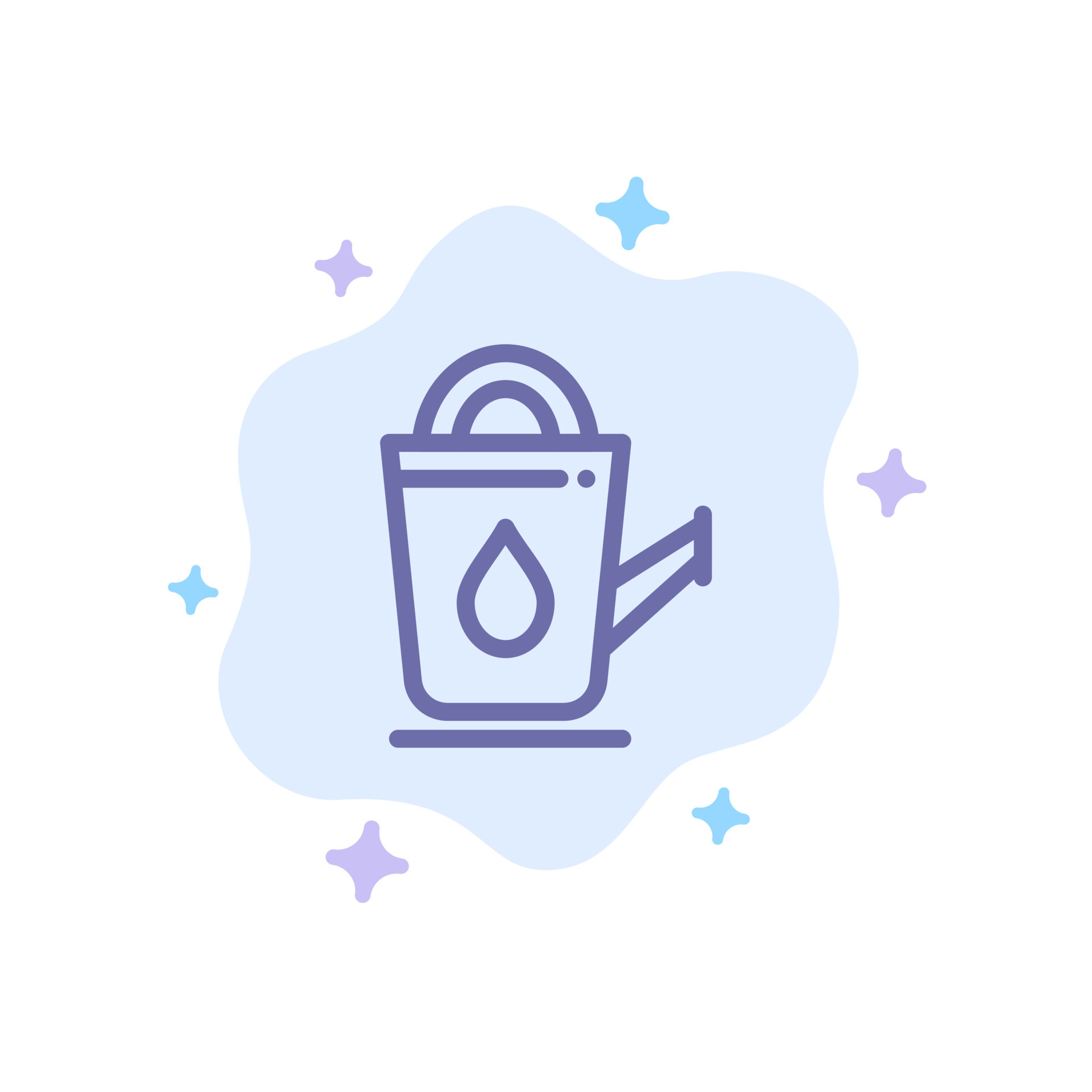 Bath Bathroom Shower Water Blue Icon on Abstract Cloud Background