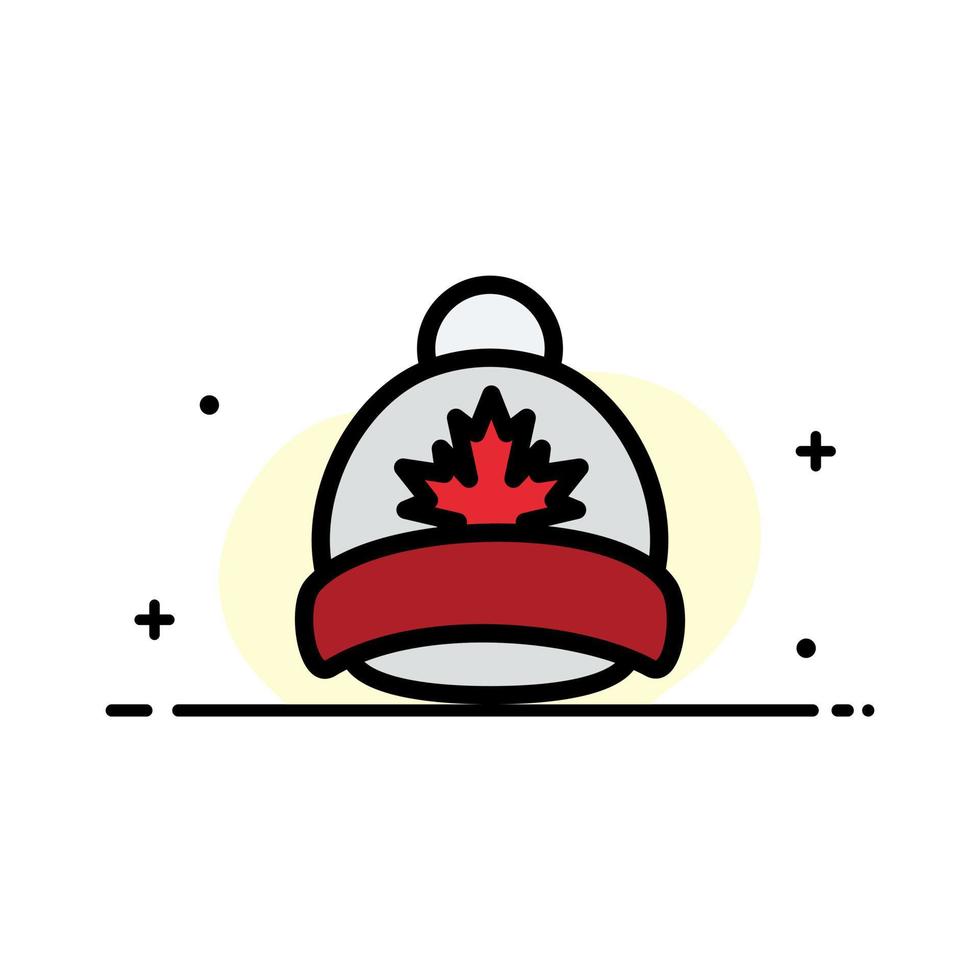 sombrero gorra hoja canadá negocio línea plana icono lleno vector banner plantilla