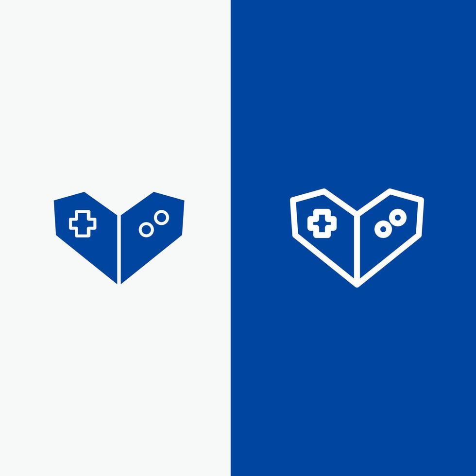 Gamepad Videogame PlayStation Line and Glyph Solid icon Blue banner Line and Glyph Solid icon Blue banner vector