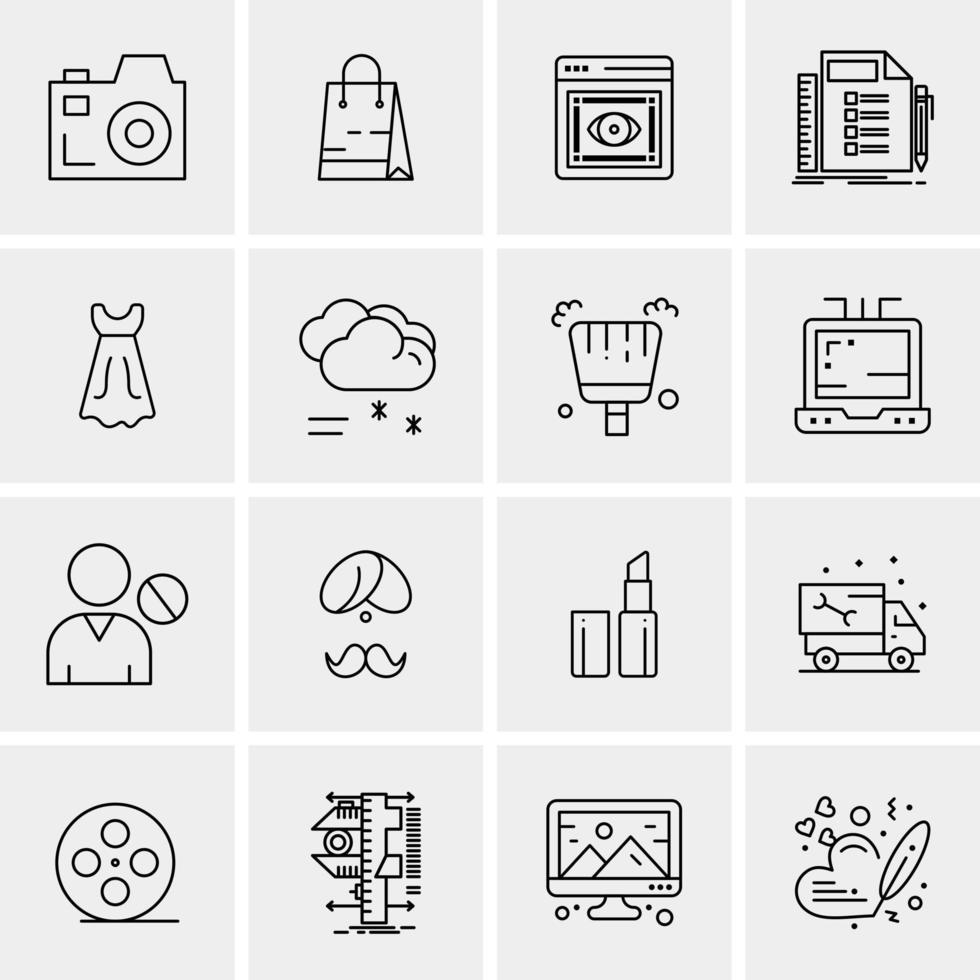 16 iconos de negocios universales vector ilustración de icono creativo para usar en proyectos relacionados con la web y dispositivos móviles