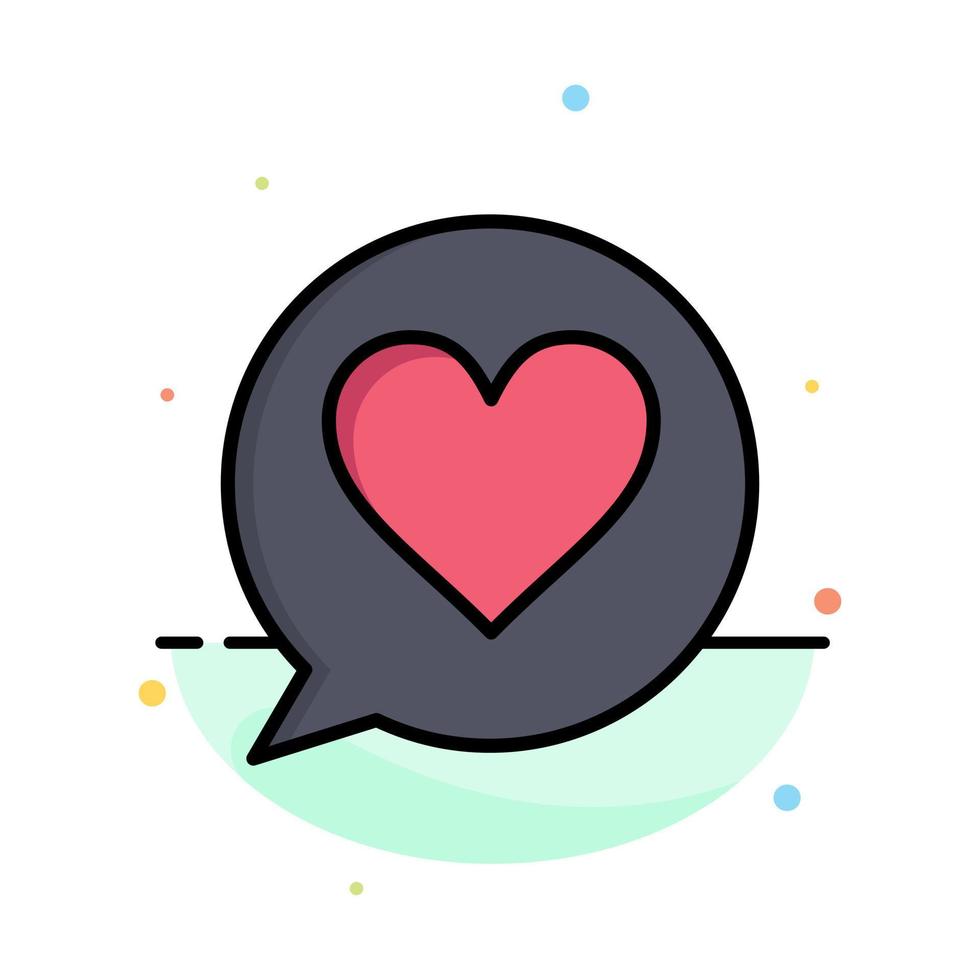 Chat Love Heart Abstract Flat Color Icon Template vector