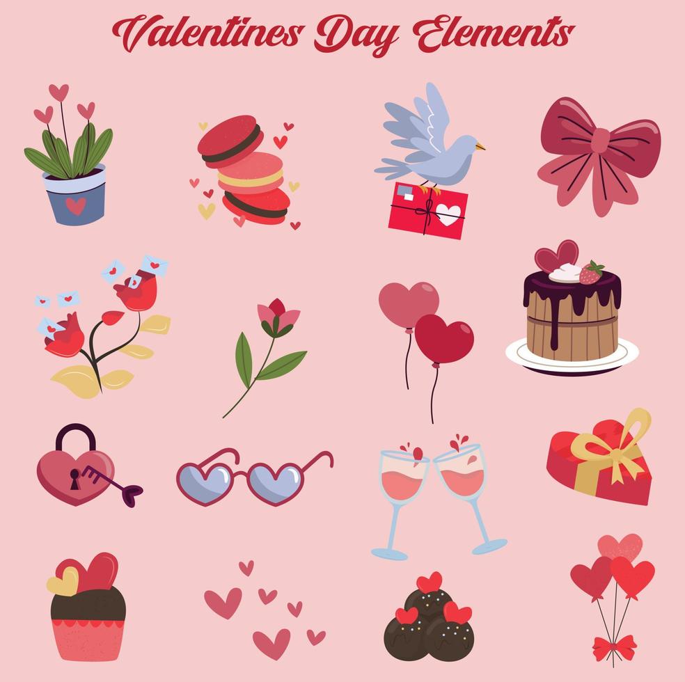 valentines day element collection vector