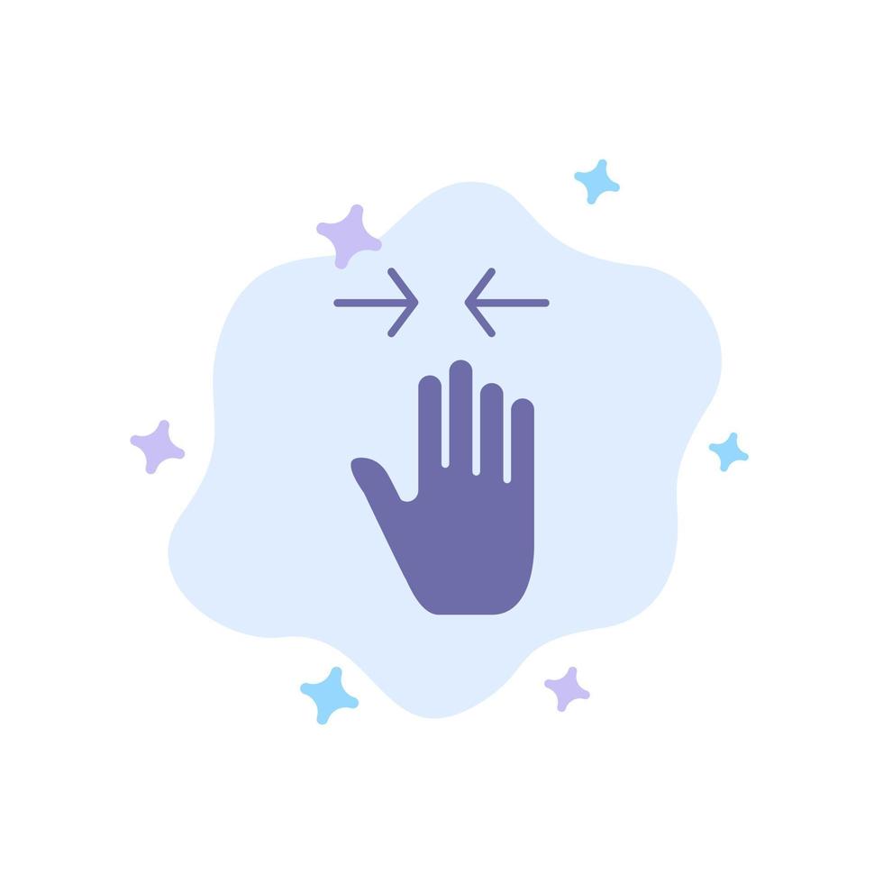 Hand Gesture Pinch Arrow zoom in Blue Icon on Abstract Cloud Background vector
