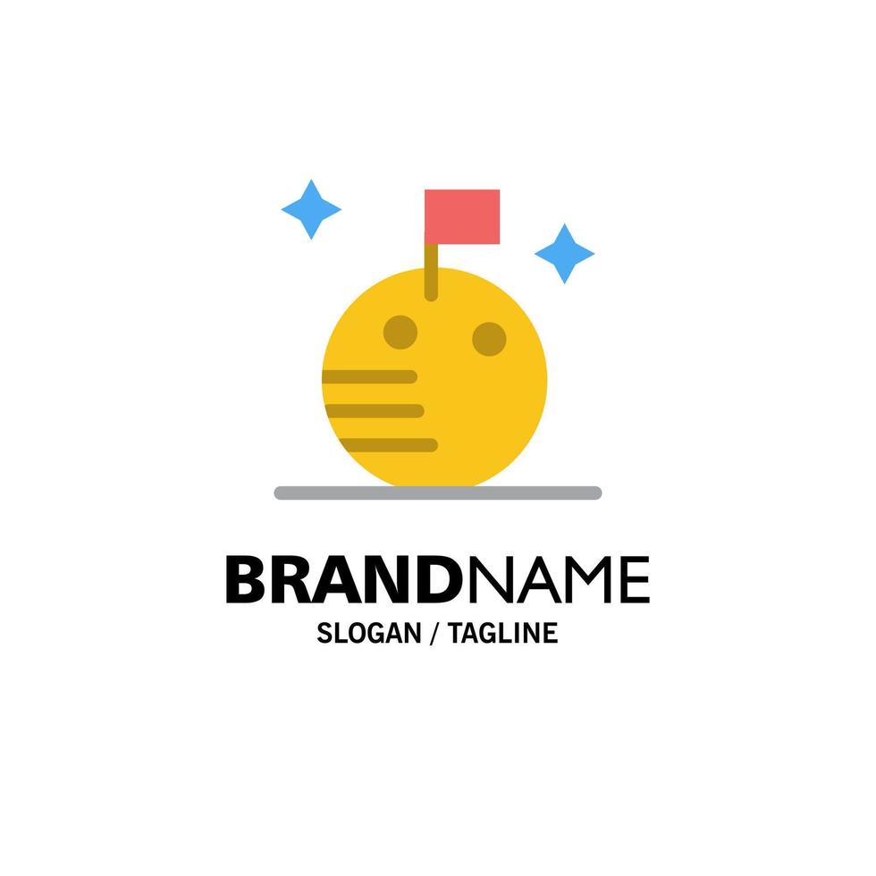 Flag Moon Space Business Logo Template Flat Color vector