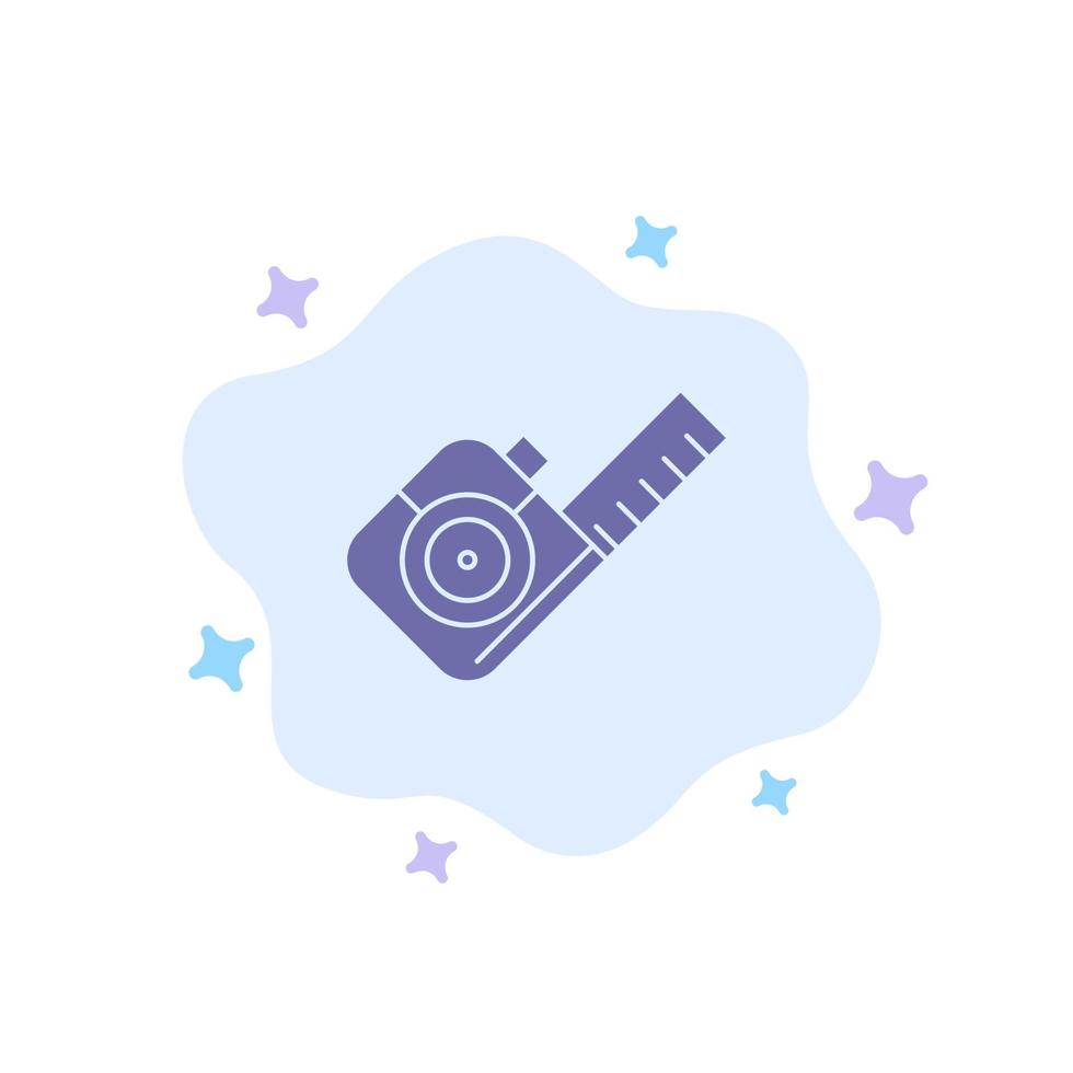 Measure Measuring Tape Tool Blue Icon on Abstract Cloud Background vector